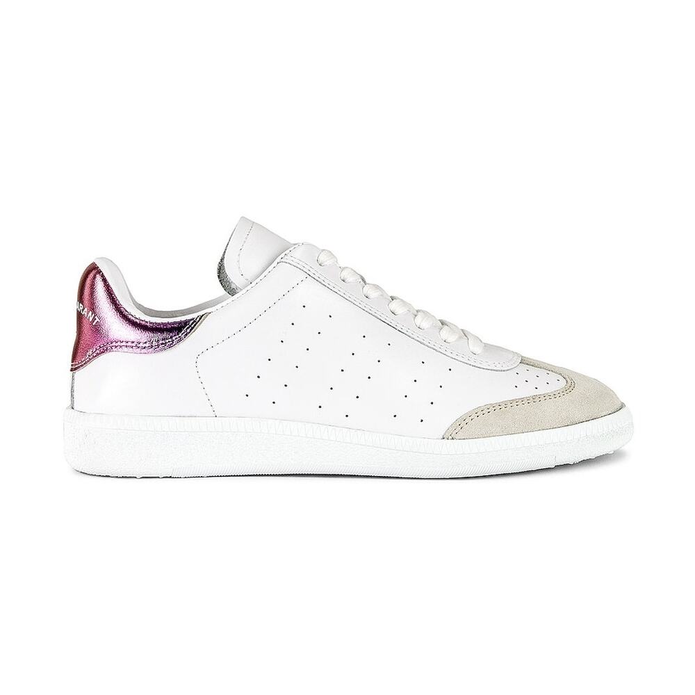 Isabel Marant Classic White & Pink Metallic Bryce Sneakers Size 40 EU / US 10 - Picture 1 of 6